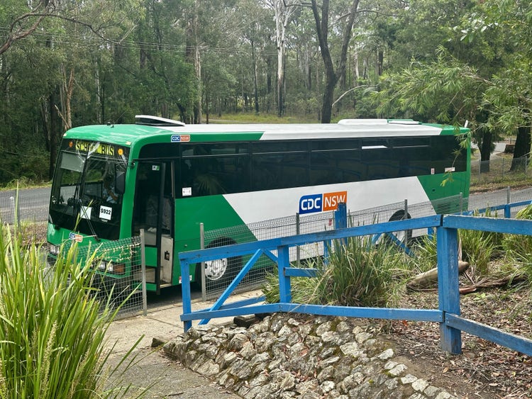 School bus at school bus bay